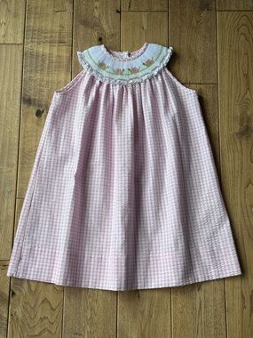 Amanda Remembered Sleeveless Seersucker Smocked Snails Dress size 2